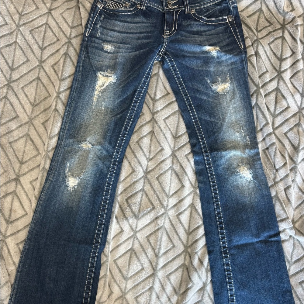 Women's Blue Distressed Jeans
